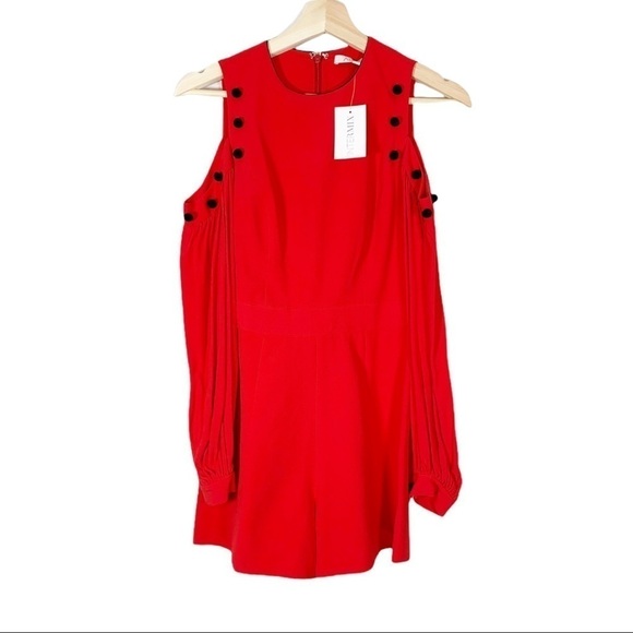 ALEXIS Asher Long sleeve shoulder Cut out Romper Red Size XS NWT - Picture 8 of 12